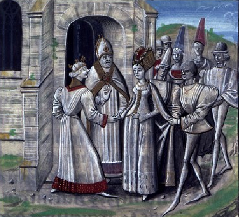 Mariage d'Amaury Ier d'Anjou et de Marie Comnène - Guillaume de Tyr - Historia (BNF - Mss.Fr.68 - folio 318v)